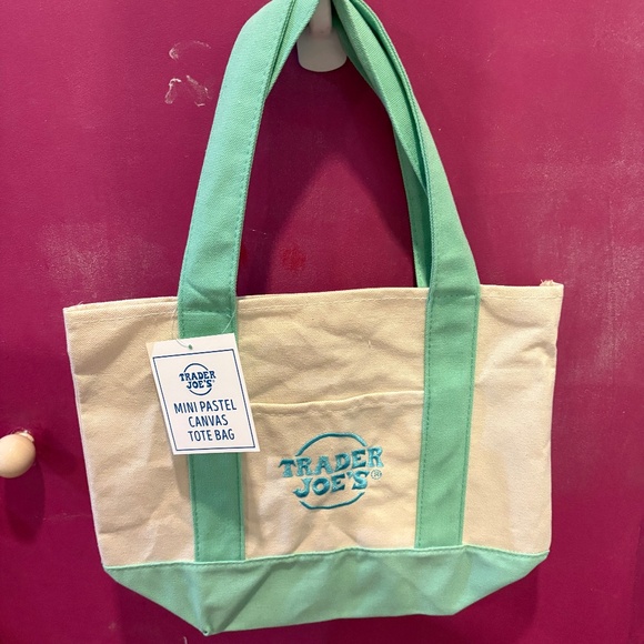 Trader Joe’s Mint/Green Mini Canvas Tote - Picture 1 of 4